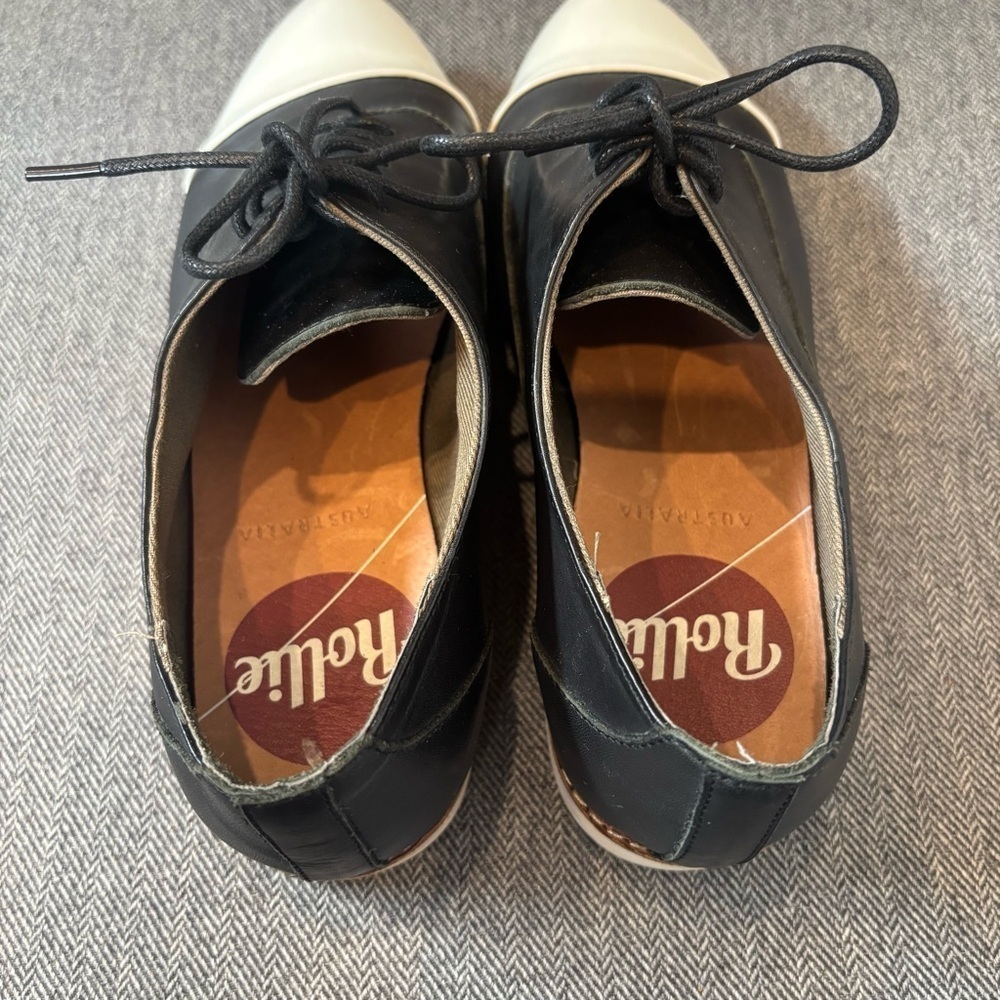 Rollie Women’s 6 Madison Oxford Derby Shoes Lace Up Black White - Picture 9 of 14